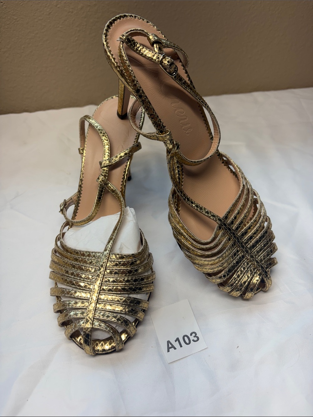 J. Crew Metallic Gold Strappy Heeled Sandals